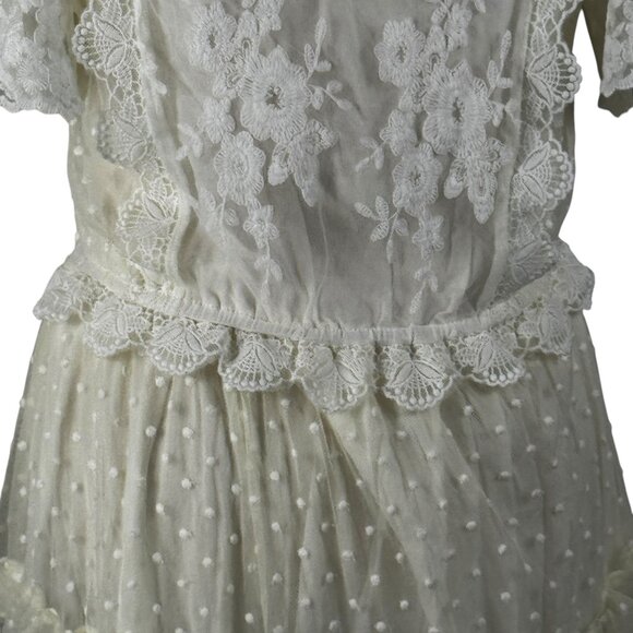 NWOT Carly Jean Los Angeles Ivory Lacy V-Neck Junie Dress Size Medium - Picture 12 of 15